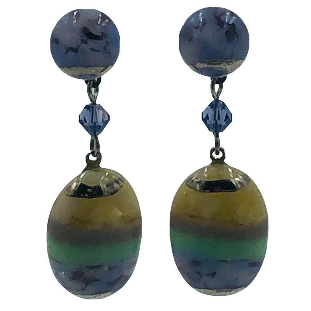 LAMPWORK GLASS EARRINGS Multicolor Dangle Drop
